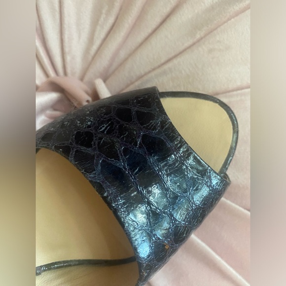 - GIUSEPPE ZANOTTI Black Snake Peep Toe Platform Pumps Size 37 high heels … - Picture 15 of 15